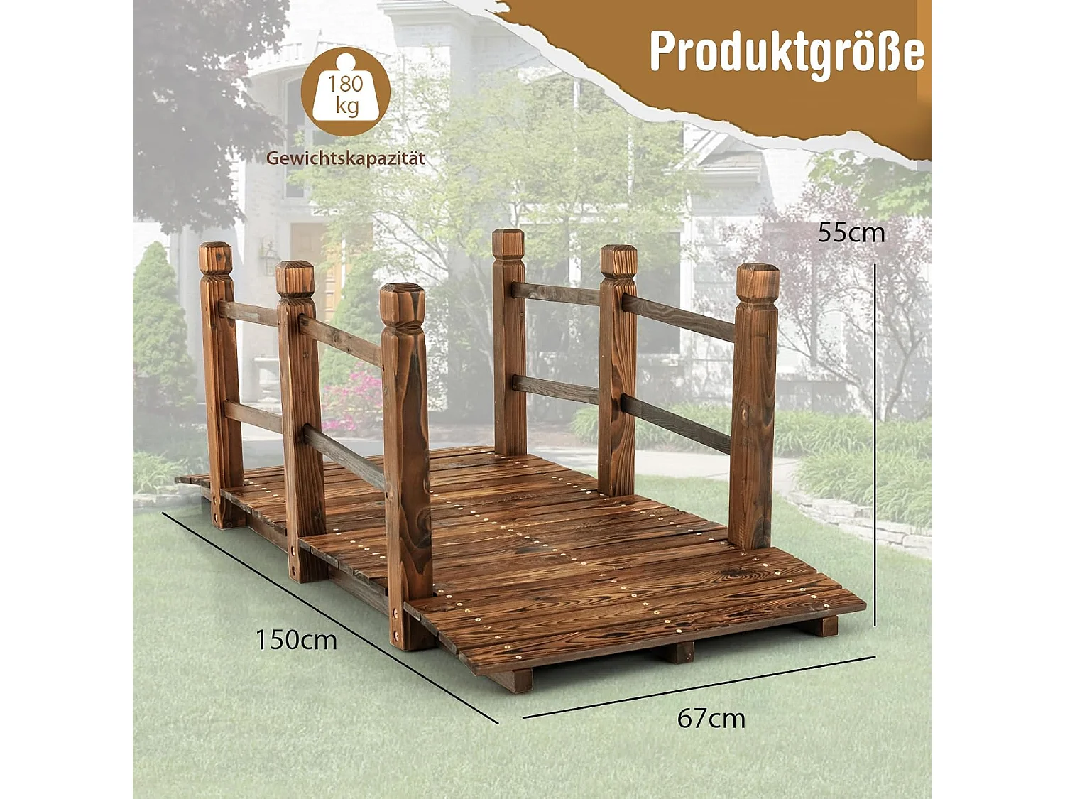 2-delige set, bruin, houten wiel met plaatstaal, houten wagen, decoratief Wagon wiel, 76x76x3,5 cm  SF6289