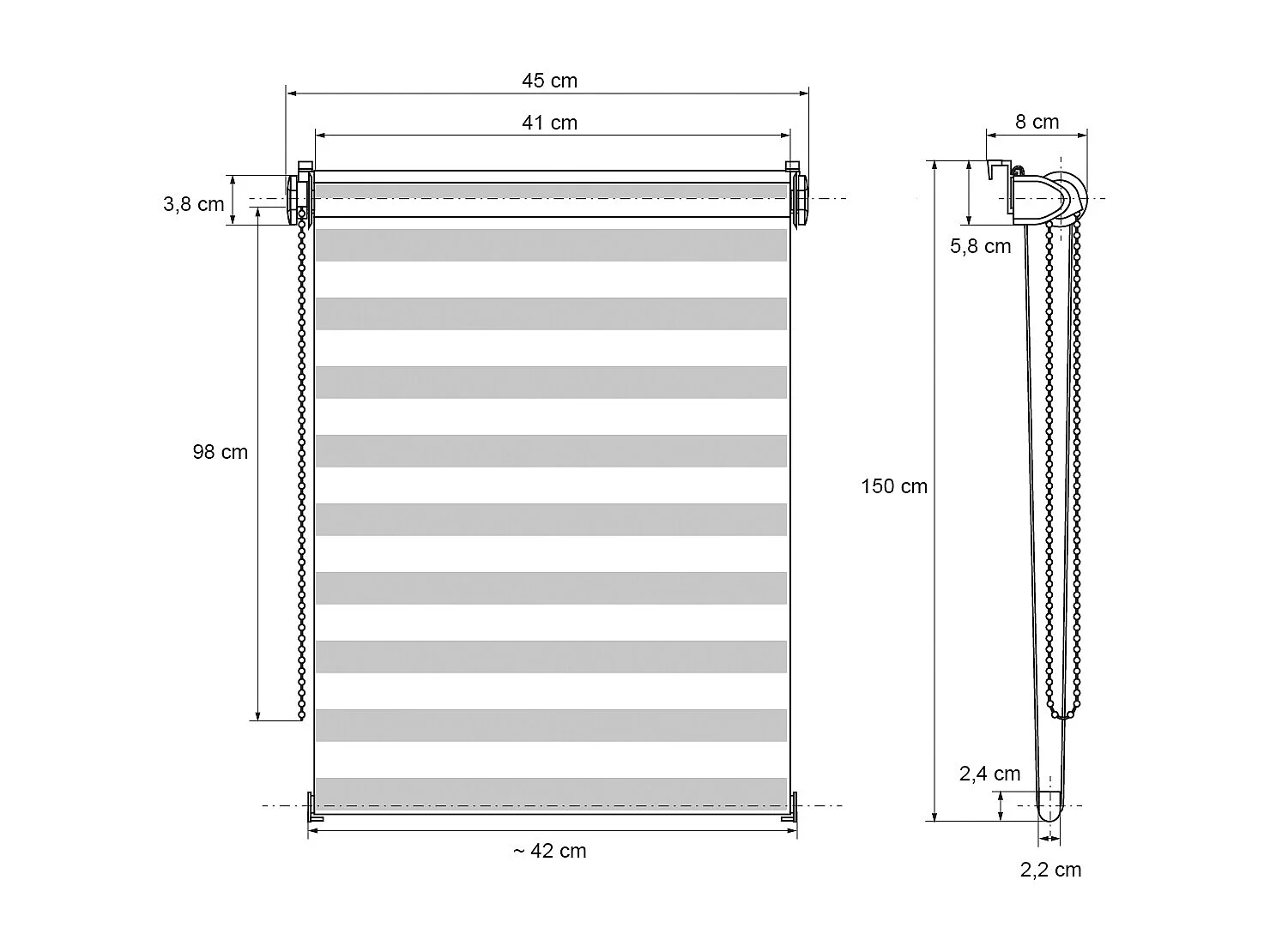 Tenda a rullo doppia 45 x 150 cm - Bianco - Klemmfix - ECD Germany