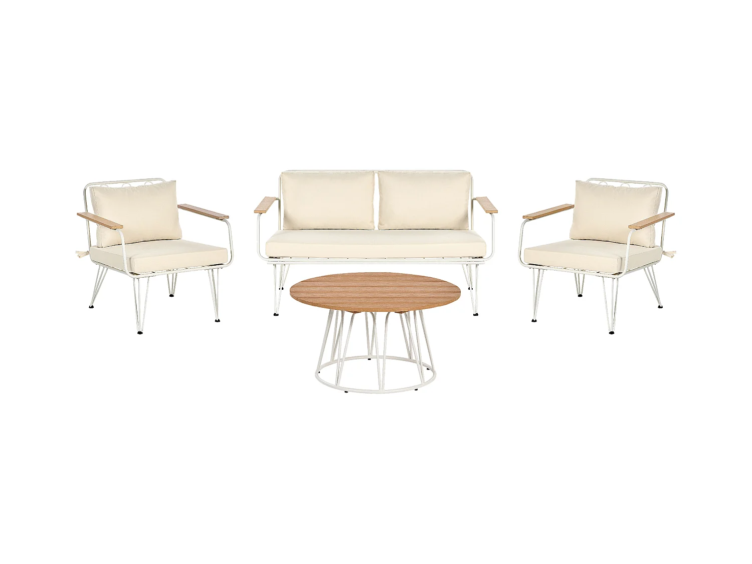 Ensemble de salon de jardin avec table 4 places MONTESILVANO Métal Beige clair