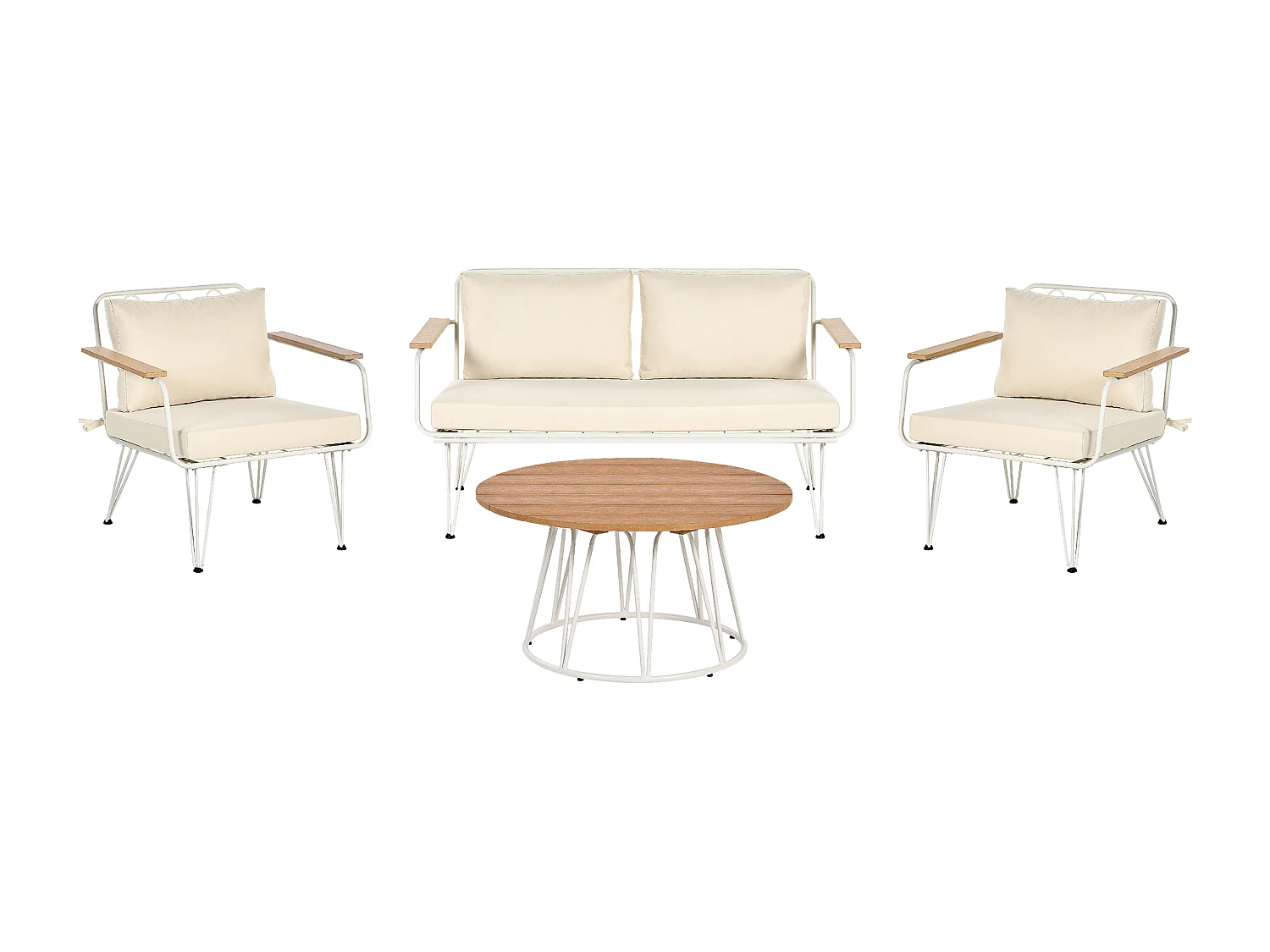 Ensemble de salon de jardin avec table 4 places MONTESILVANO Métal Beige clair