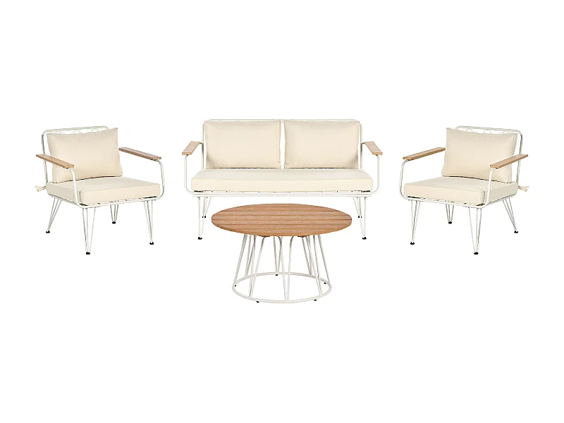 Conjunto de jardim com mesa 4 lugares MONTESILVANO Metal Creme claro
