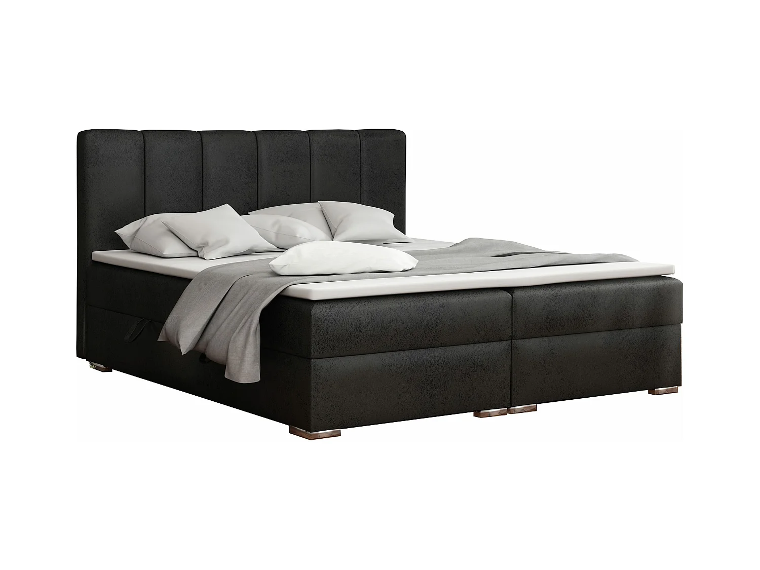 LIT BOXSPRING avec coffres Provo 140x200 cm, Gobi 97 (Noir)