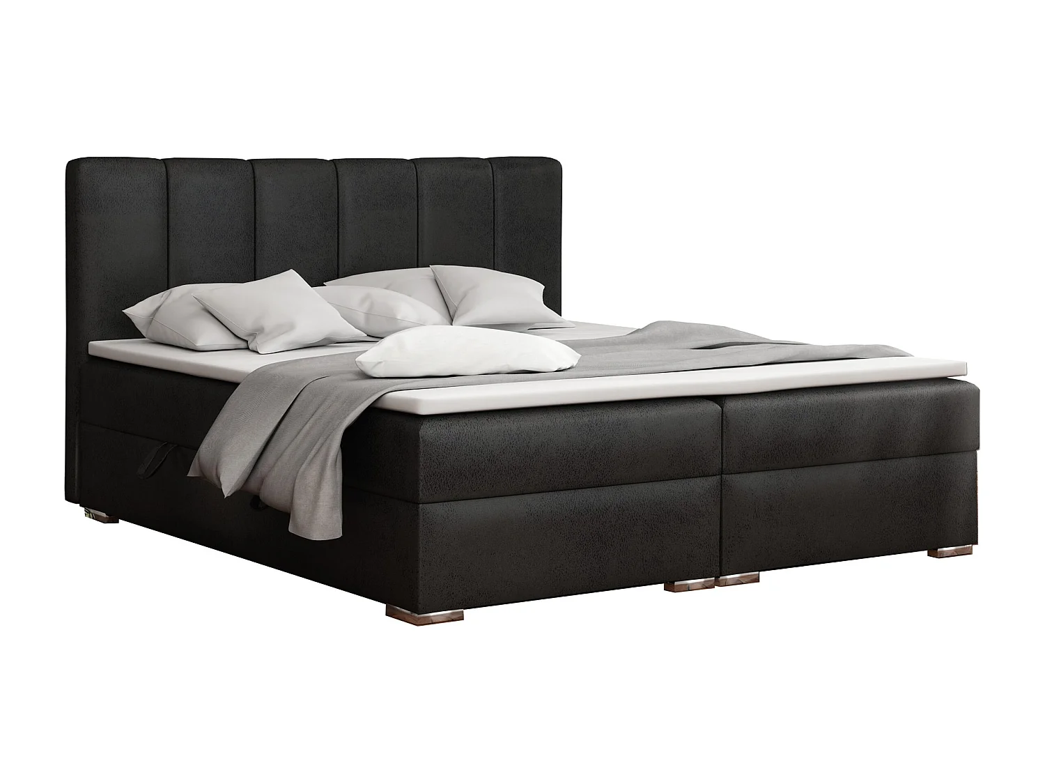 LIT BOXSPRING avec coffres Provo 160x200 cm, Gobi 97 (Noir)