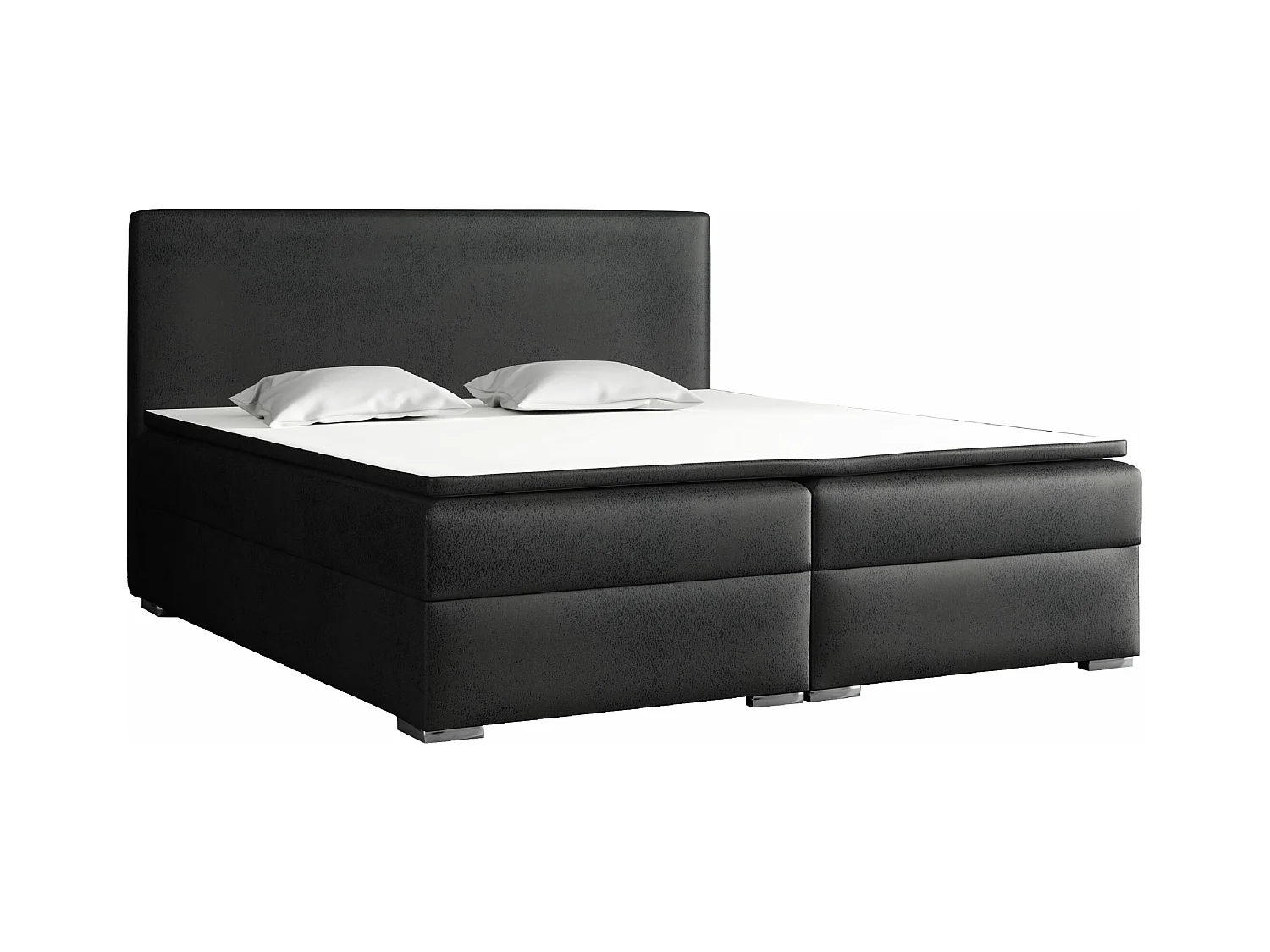 LIT BOXSPRING avec surmatelas Soler 140x200 cm, Gobi 97 (Imitation cuir noir)