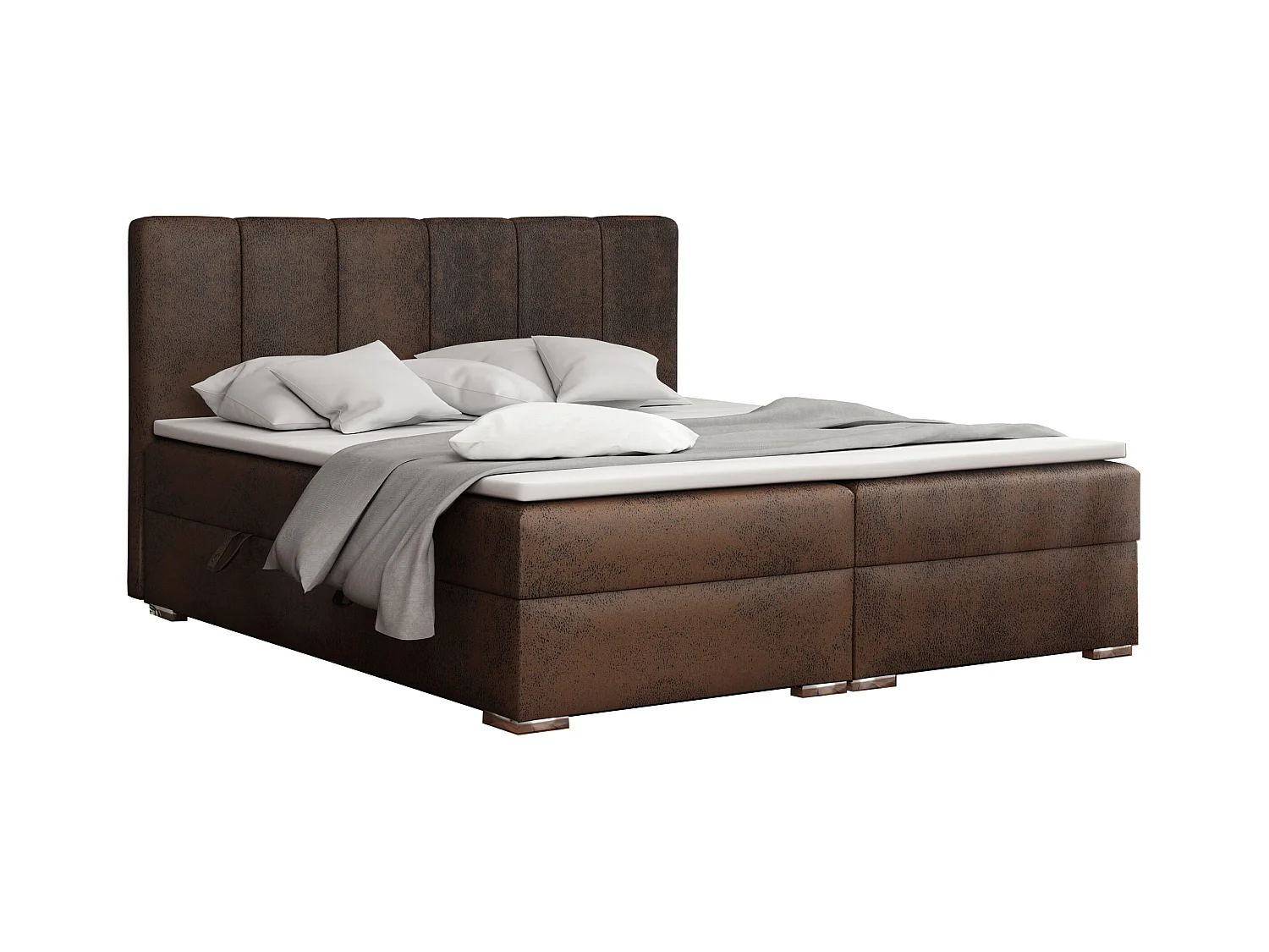 LIT BOXSPRING avec coffres Provo 200x200 cm, Gobi 03 (Brun)