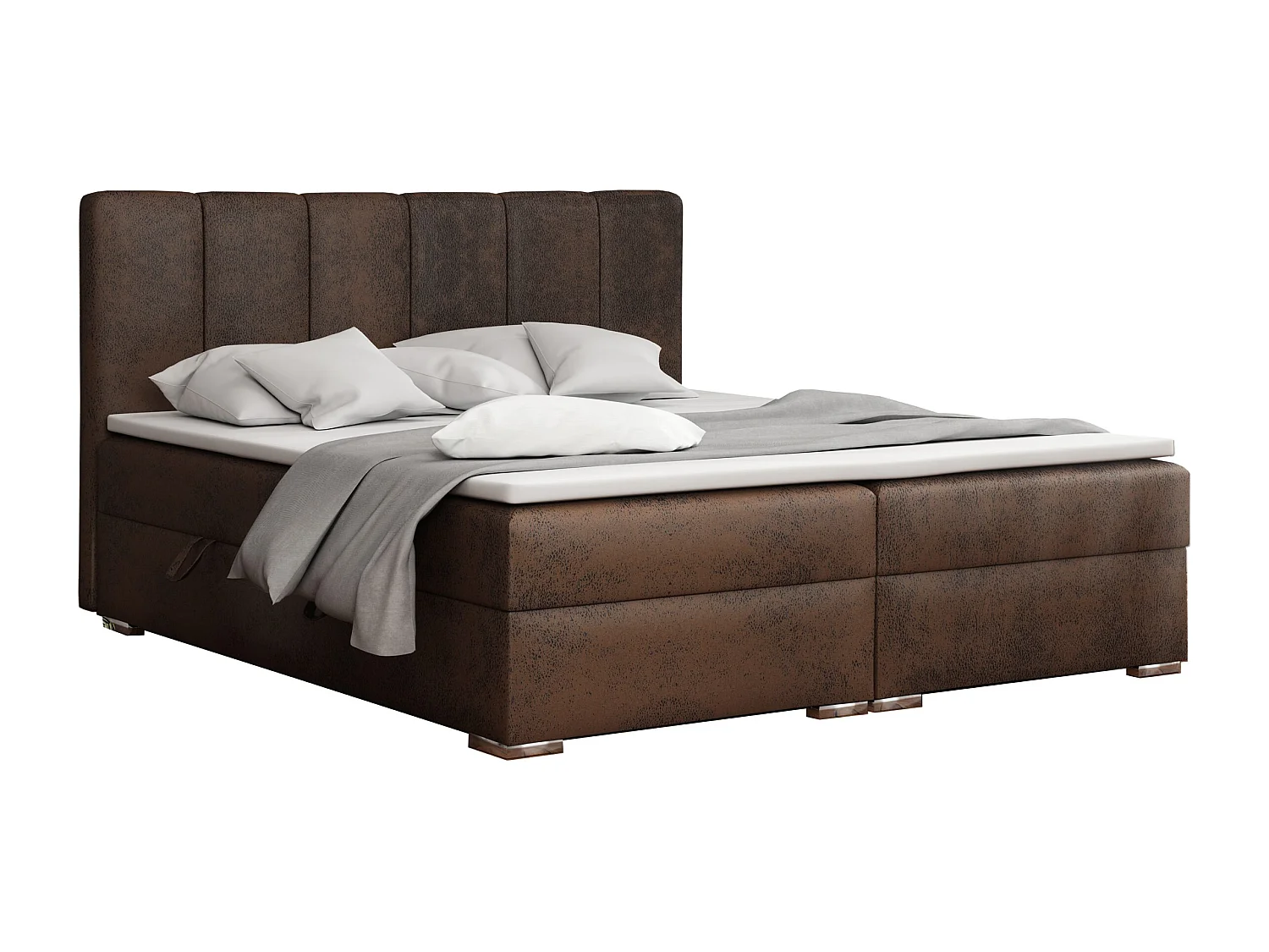 LIT BOXSPRING avec coffres Provo 200x200 cm, Gobi 03 (Brun)