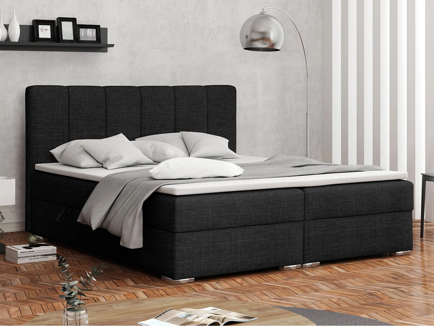 LIT BOXSPRING avec coffres Provo 180x200 cm, Lux 23 (Noir)