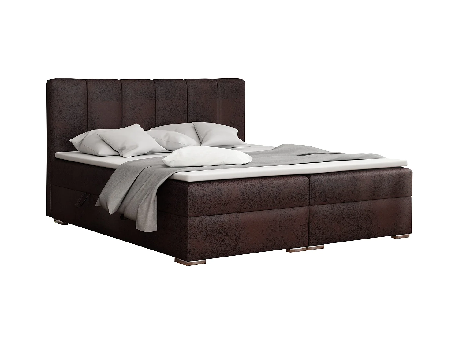 LIT BOXSPRING avec coffres Provo 140x200 cm, Gobi 04 (Brun foncé)