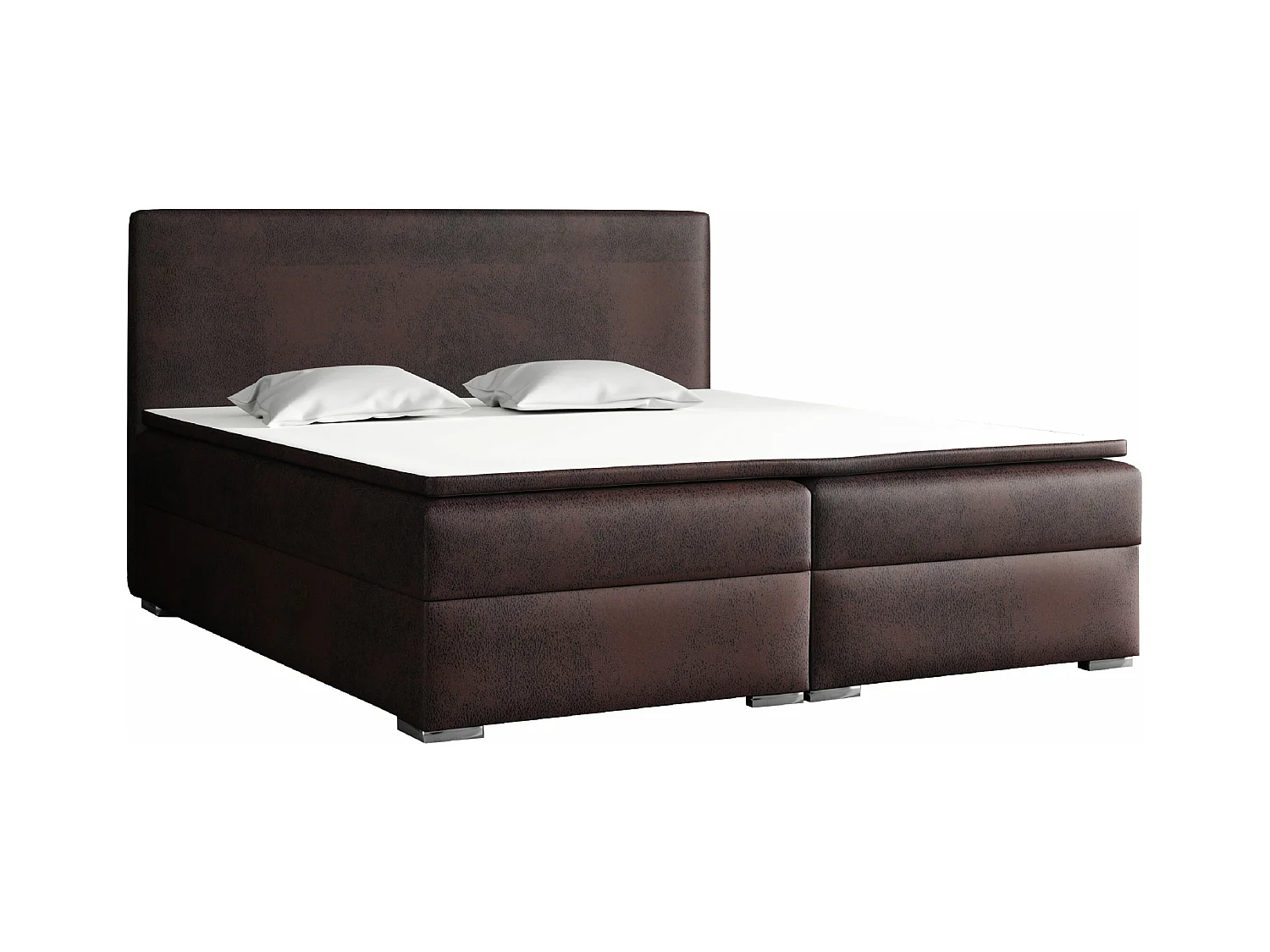 LIT BOXSPRING avec surmatelas Soler 200x200 cm, Gobi 04 (Imitation cuir marron foncé)