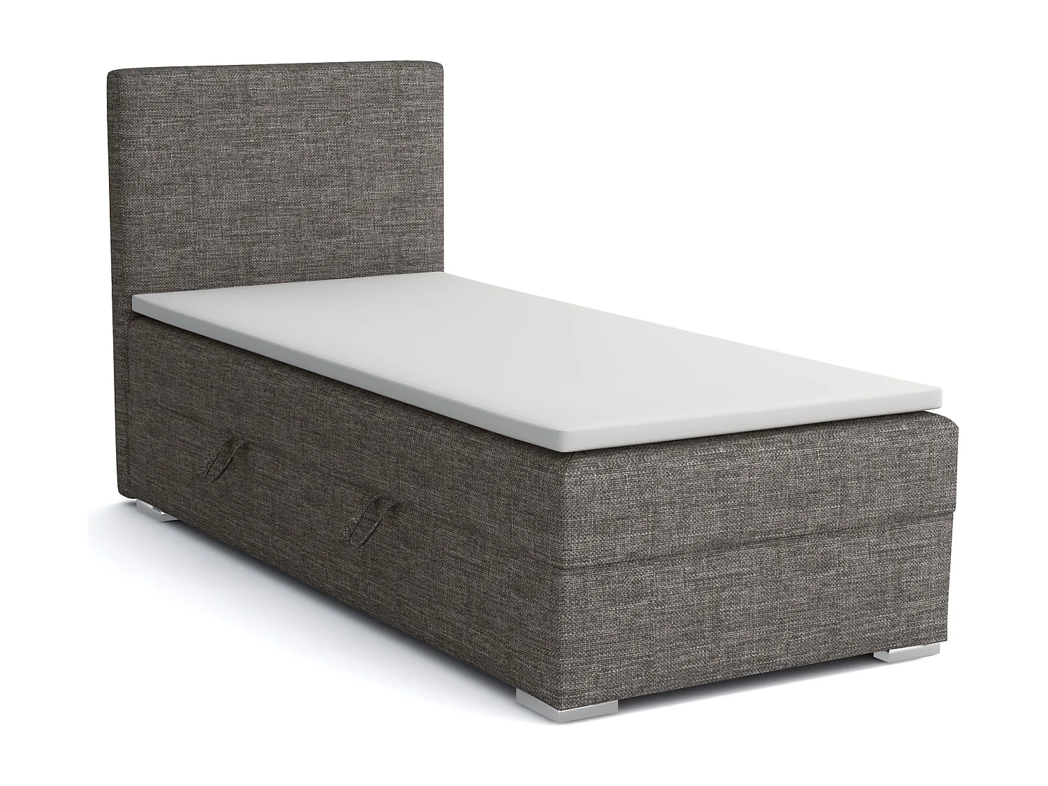 EINZELBETT mit Topper Kiberg Mini Seite Links, 90x200 cm, Lux 06 (Grau)