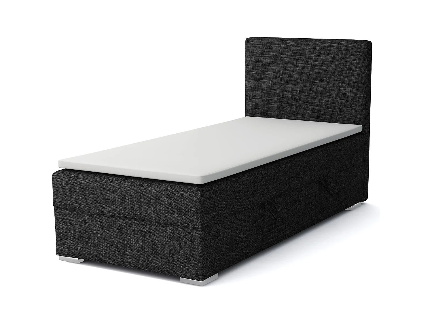 EINZELBETT mit Topper Kiberg Mini Seite Rechts, 100x200 cm, Lux 23 (Schwarz)