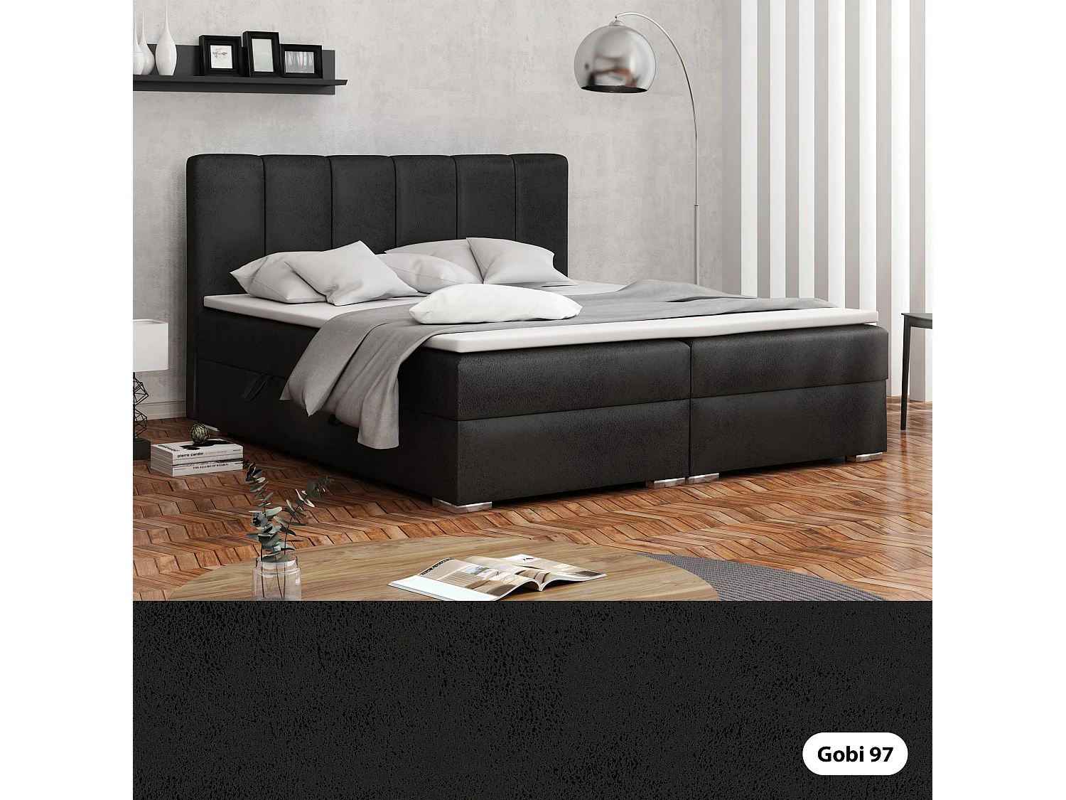 BOXSPRINGBETT mit Bettkästen Provo 180x200 cm, Gobi 97 (Schwarz)