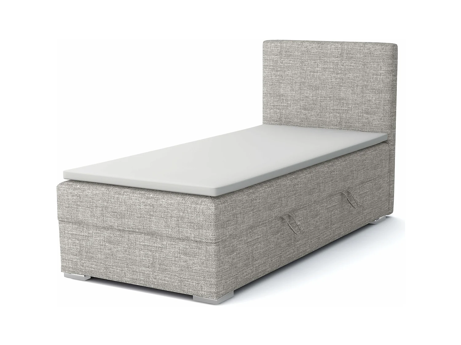 EINZELBETT mit Topper Kiberg Mini Seite Rechts, 90x200 cm, Lux 05 (Hellgrau)
