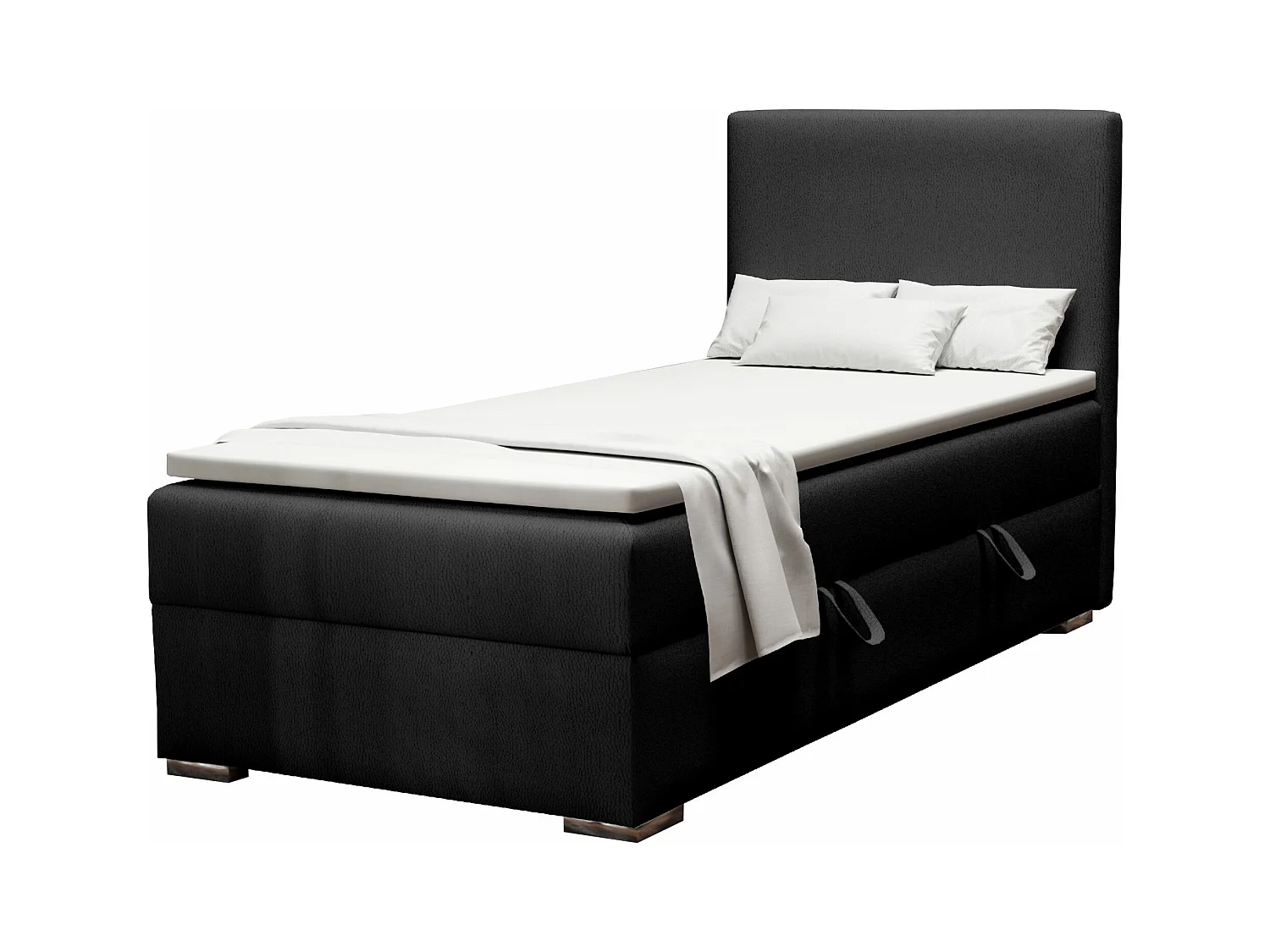 EINZELBETT mit Topper Kiberg Mini Seite Rechts, 90x200 cm, Soft 11 (Schwarz)