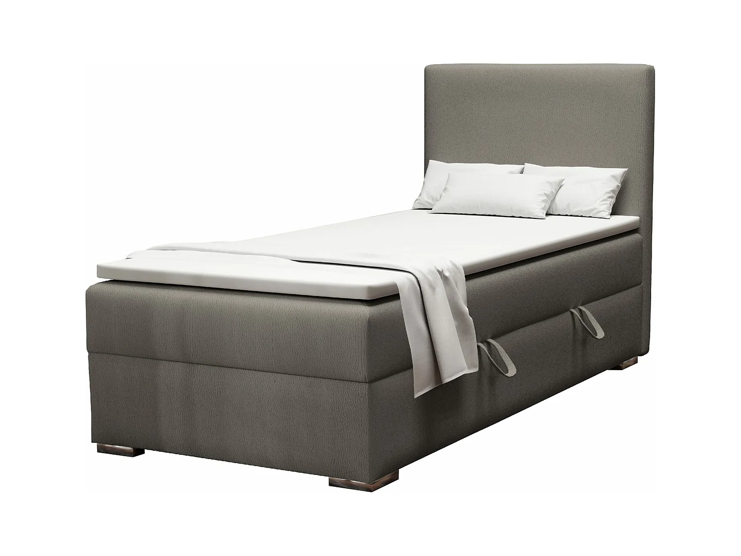 EINZELBETT mit Topper Kiberg Mini Seite Rechts, 100x200 cm, Soft 29 (Grau)
