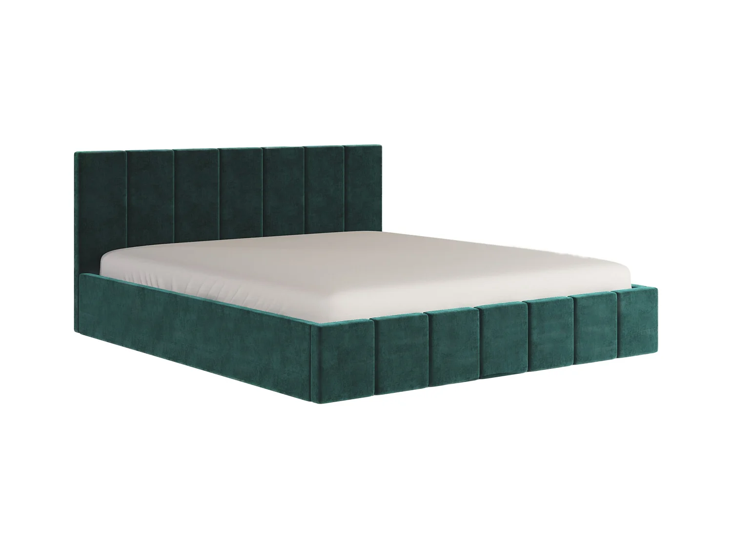LIT CAPITONNÉ en velours Sandvika avec matelas Vert foncé 180x200 cm