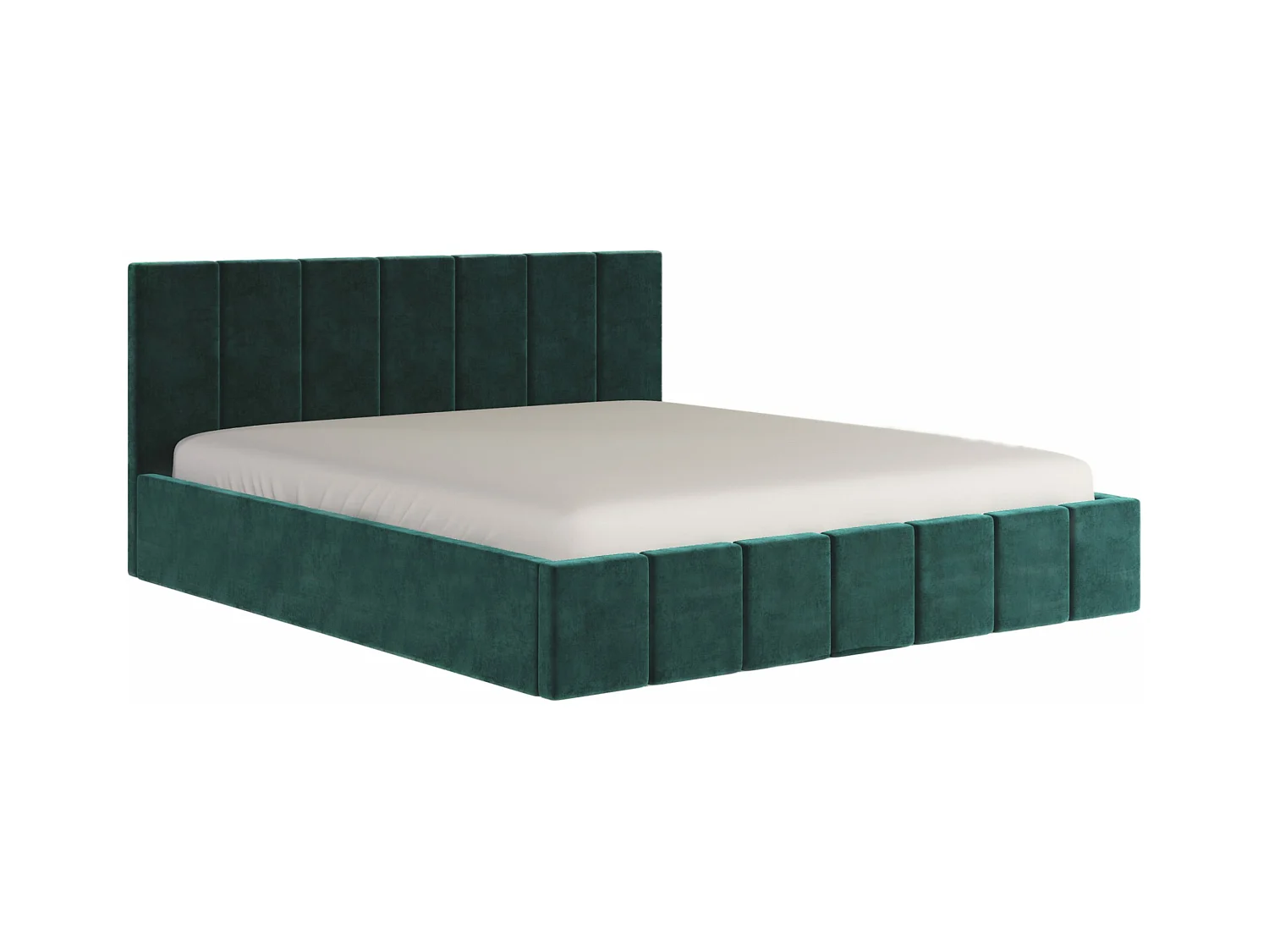 LIT CAPITONNÉ en velours Sandvika avec matelas Vert foncé 120x200 cm