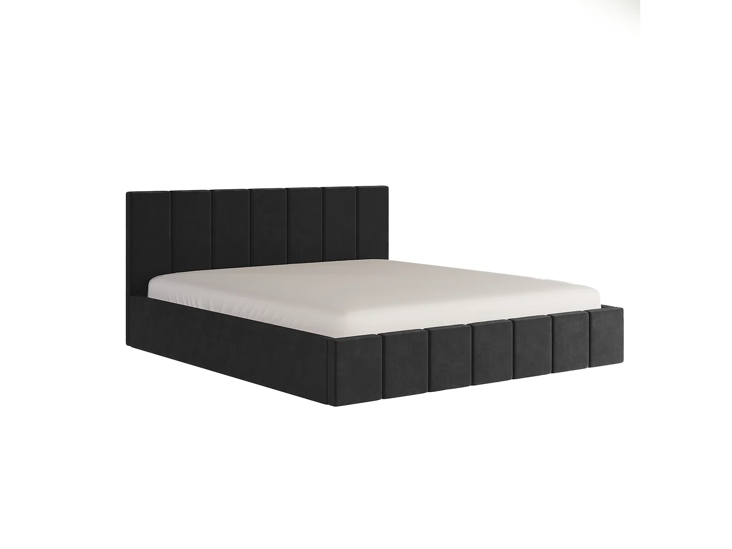 LIT CAPITONNÉ en velours Sandvika avec matelas Noir 140x200 cm