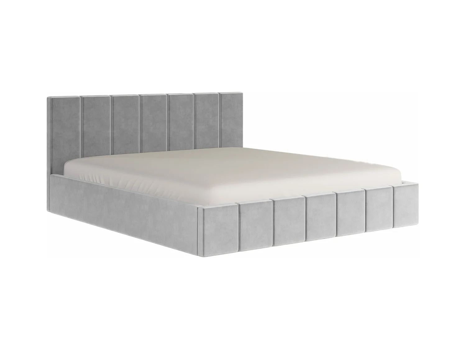 LIT CAPITONNÉ en velours Sandvika avec matelas Gris clair 160x200 cm