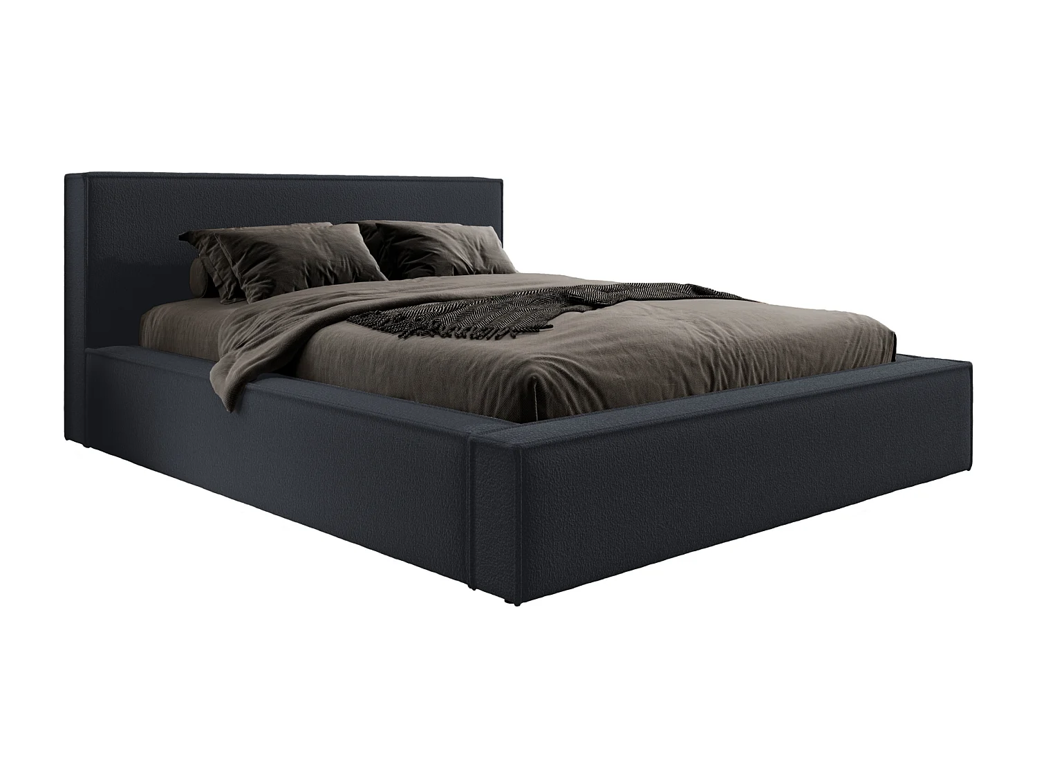 LIT TAPISSÉ avec coffre et matelas Salby 160x200 cm, Gris foncé