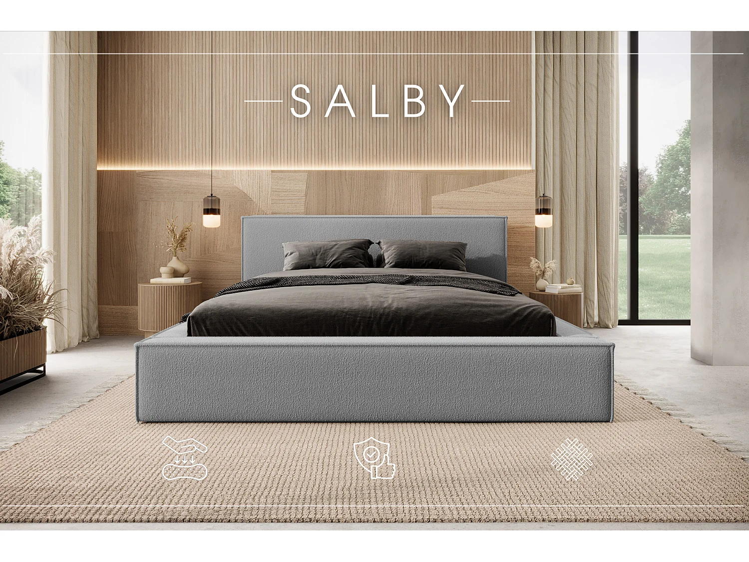 POLSTERBETT mit Bettkasten Matratze Salby 180x200 cm, Graphit