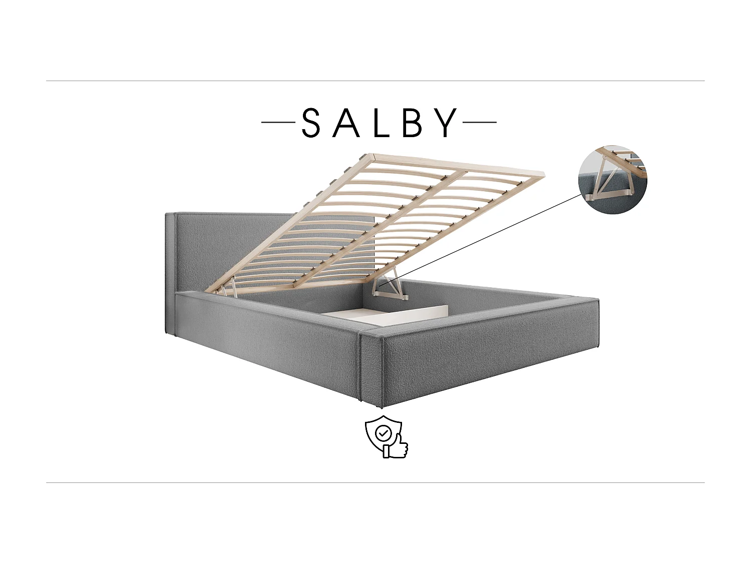 POLSTERBETT mit Bettkasten Matratze Salby 180x200 cm, Graphit