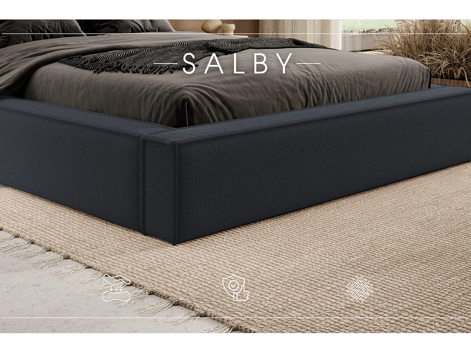 POLSTERBETT mit Bettkasten Matratze Salby 200x200 cm, Dunkelgrau