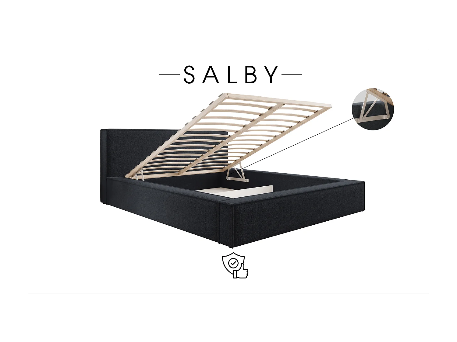 POLSTERBETT mit Bettkasten Matratze Salby 200x200 cm, Dunkelgrau