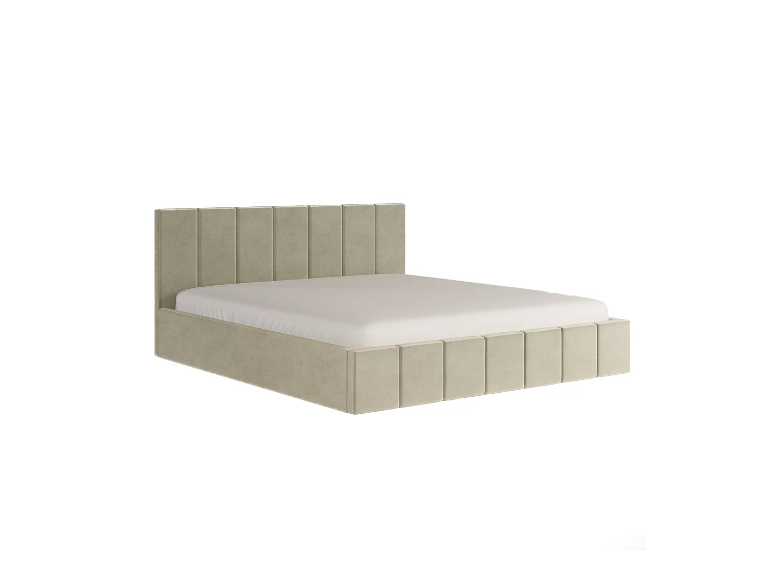 LIT CAPITONNÉ en velours Sandvika avec matelas Crème 180x200 cm