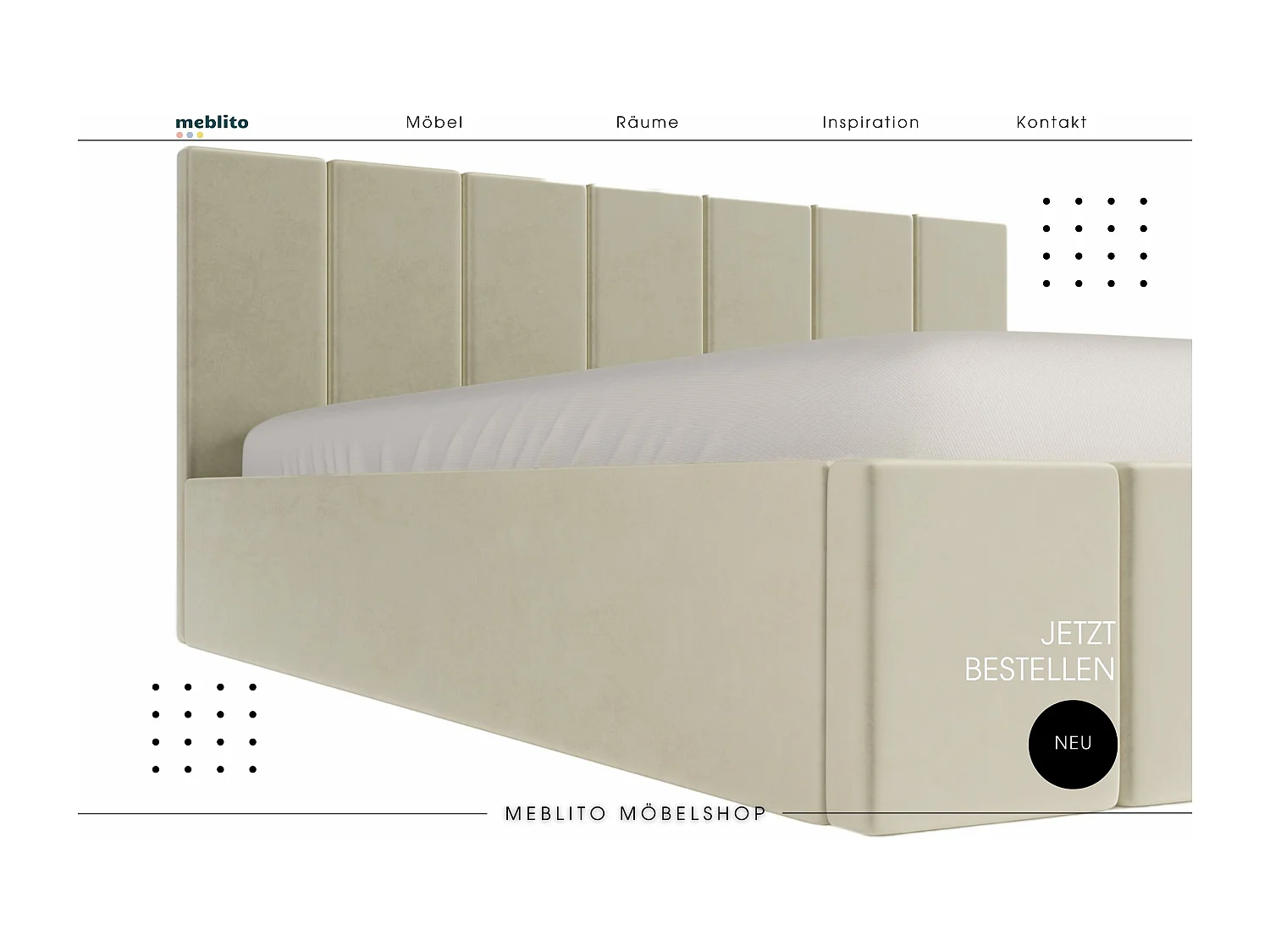 POLSTERBETT aus Velvet Sandvika Matratze Creme 180x200 cm