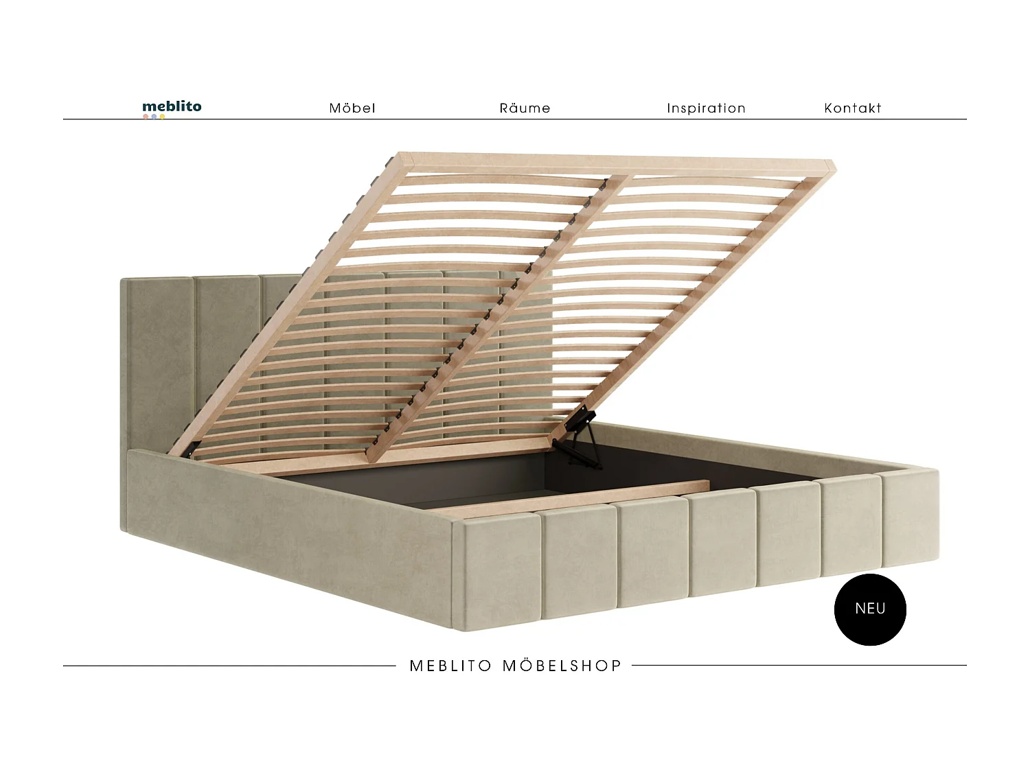 POLSTERBETT aus Velvet Sandvika Matratze Creme 180x200 cm