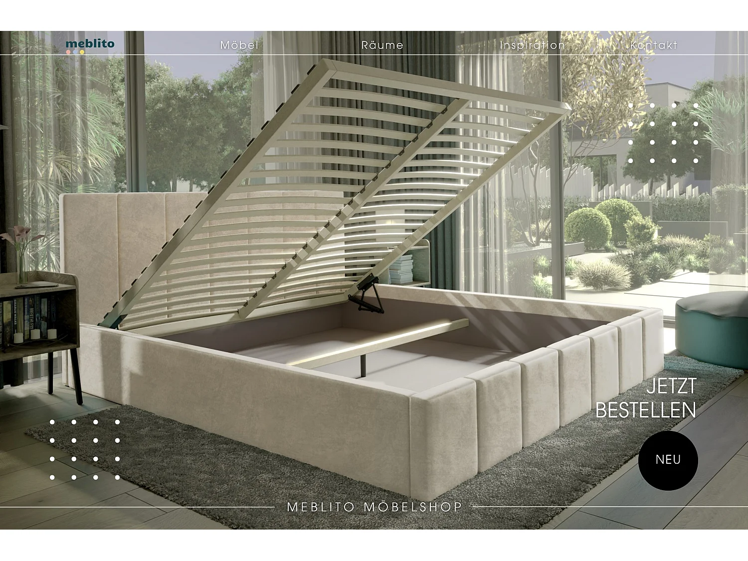 POLSTERBETT aus Velvet Sandvika Matratze Creme 140x200 cm