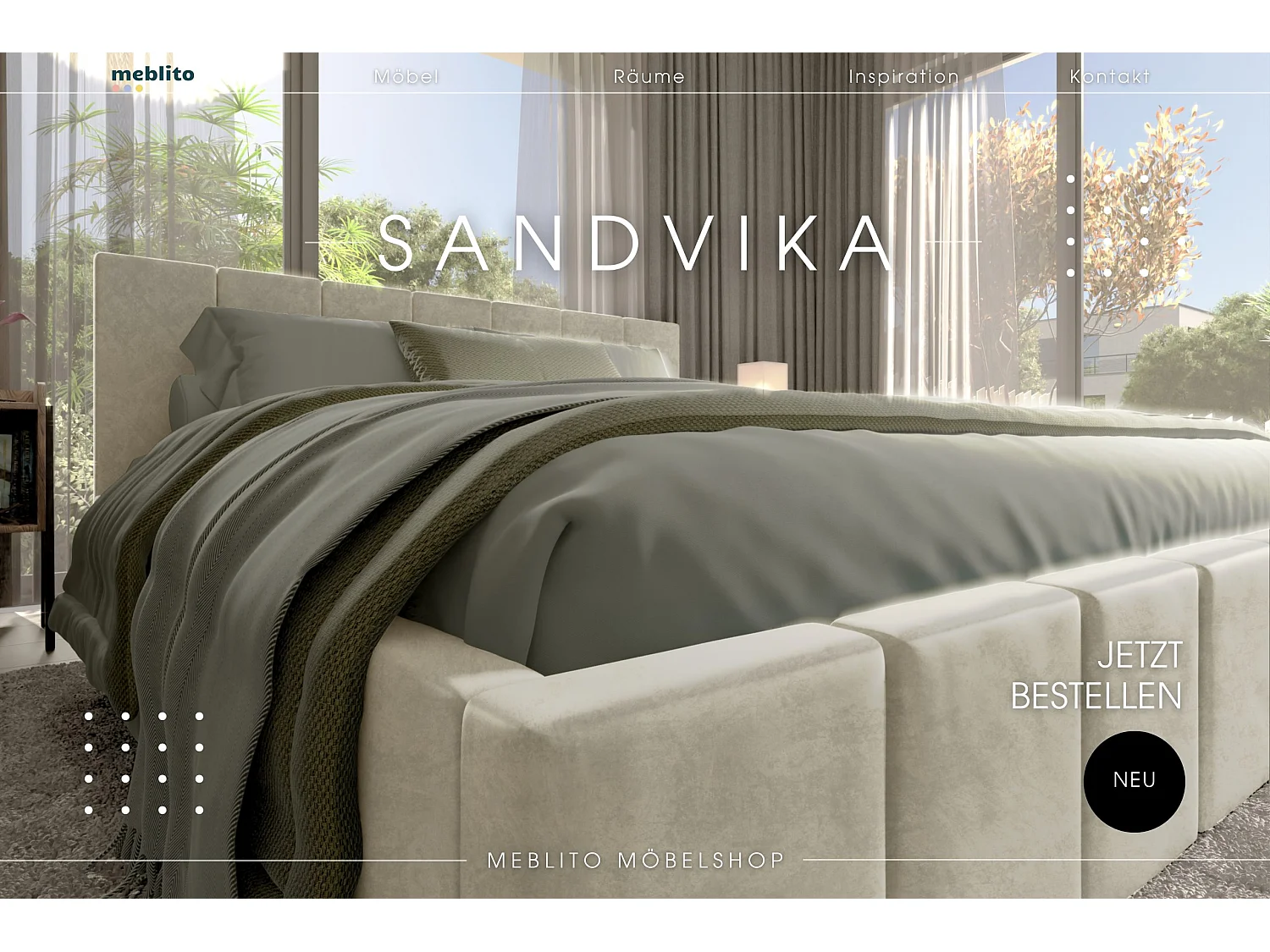 POLSTERBETT aus Velvet Sandvika Matratze Creme 140x200 cm