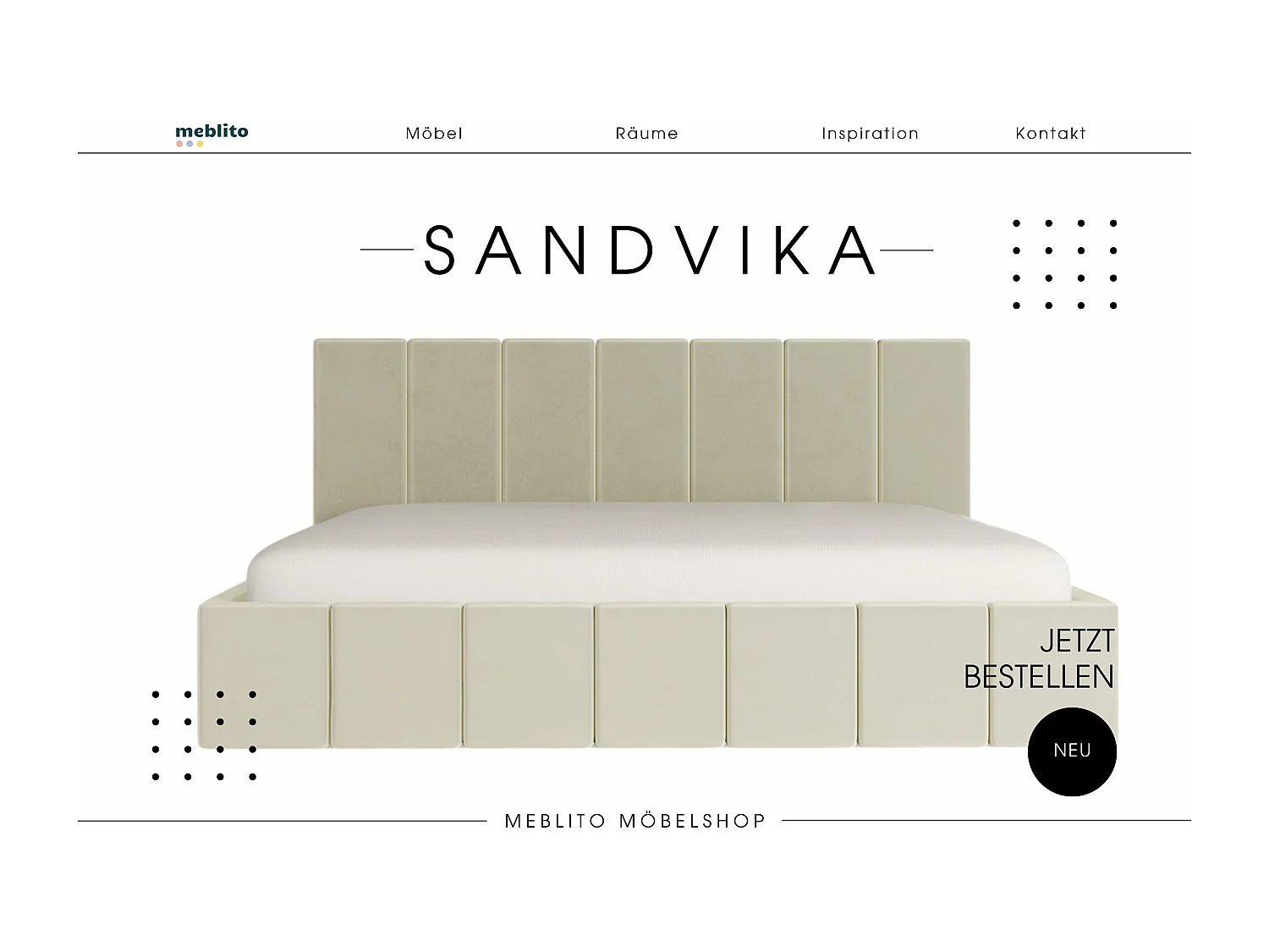 POLSTERBETT aus Velvet Sandvika Matratze Creme 140x200 cm