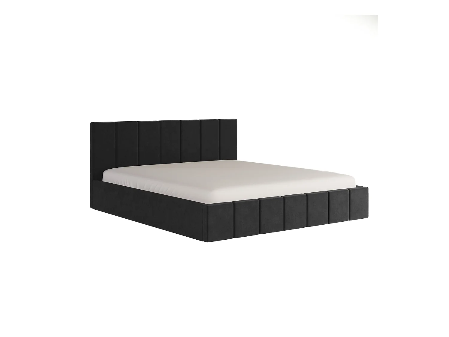LIT CAPITONNÉ en velours Sandvika avec matelas Noir 120x200 cm