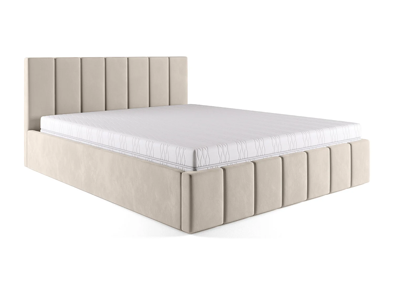 LIT TAPISSÉ avec matelas Pescara Crème 140x200 cm