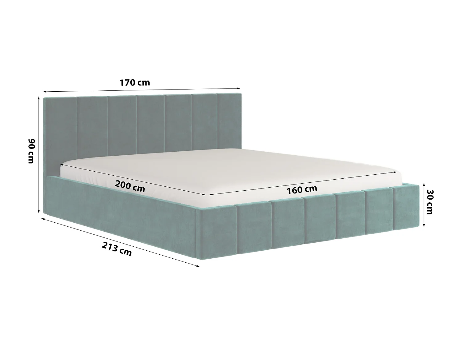 LIT CAPITONNÉ en velours Sandvika avec matelas Vert foncé 160x200 cm