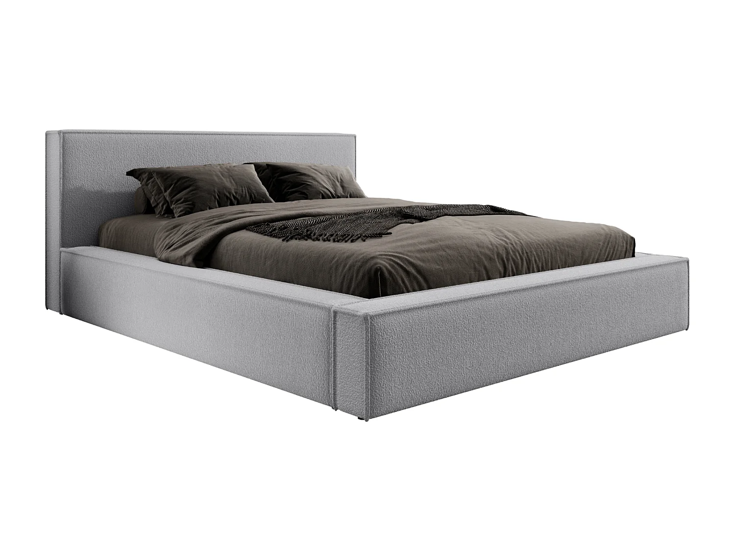 LIT TAPISSÉ avec coffre et matelas Salby 180x200 cm, Gris