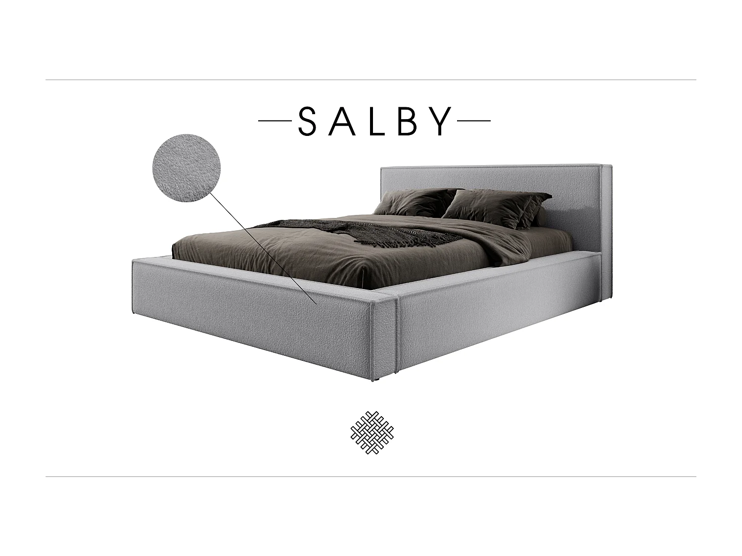 LIT TAPISSÉ avec coffre et matelas Salby 180x200 cm, Gris