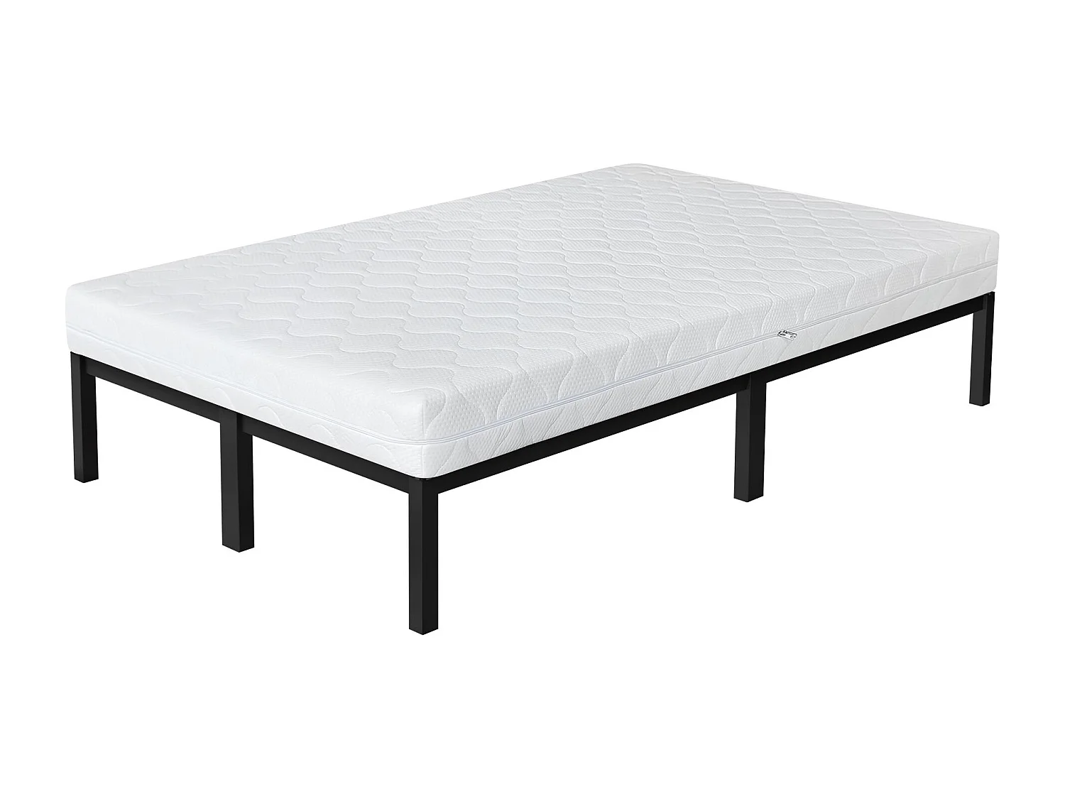Letto in metallo telaio in acciaio nero con materasso 16 cm a schiuma 120x200 cm