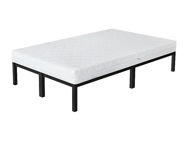 Cama de estructura metalica negra 120x200cm con colchón de espuma fría 16cm
