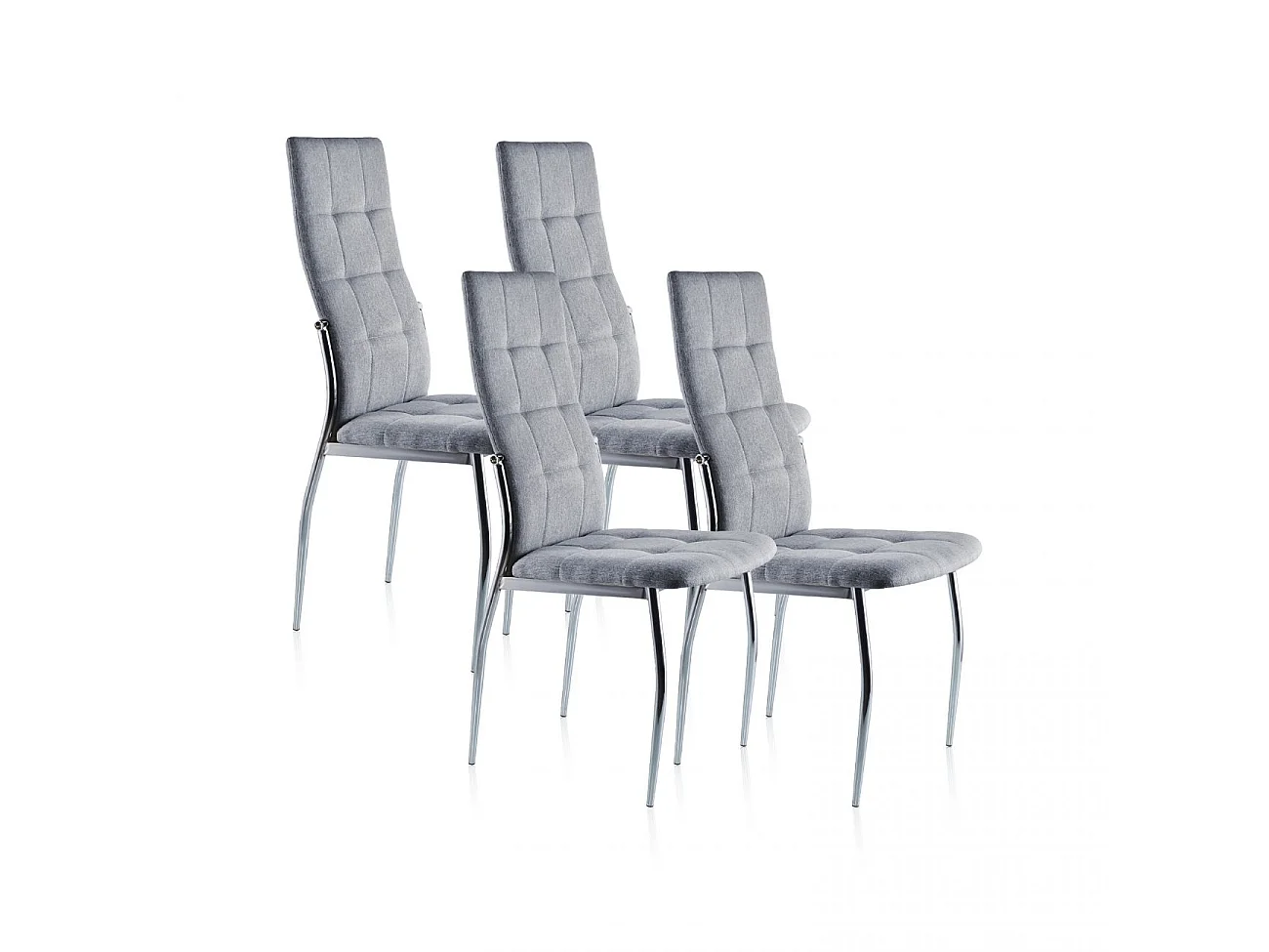 Pack 4 sillas de comedor en tejido gris 57x44 cm Diana Tejido - Gris