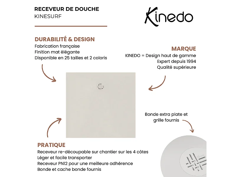 Receveur KINEDO Kinesurf Nova 140X90 Lin mat