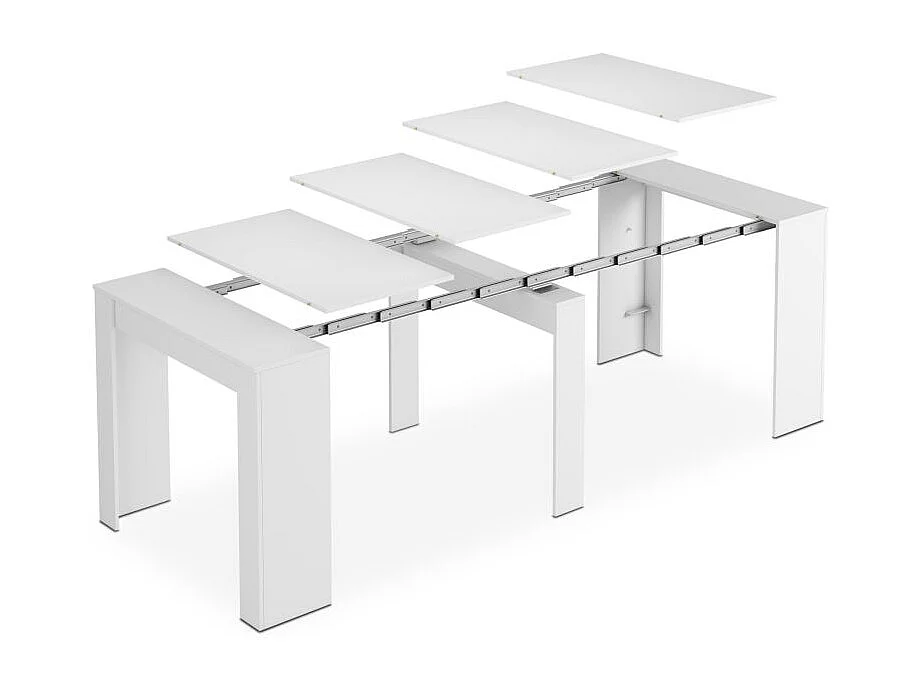 Mesa consola extensible Denis en blanco brillo 50-235 cm Blanco