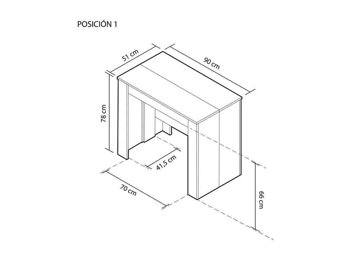 Mesa consola extensible Denis en blanco brillo 50-235 cm Blanco