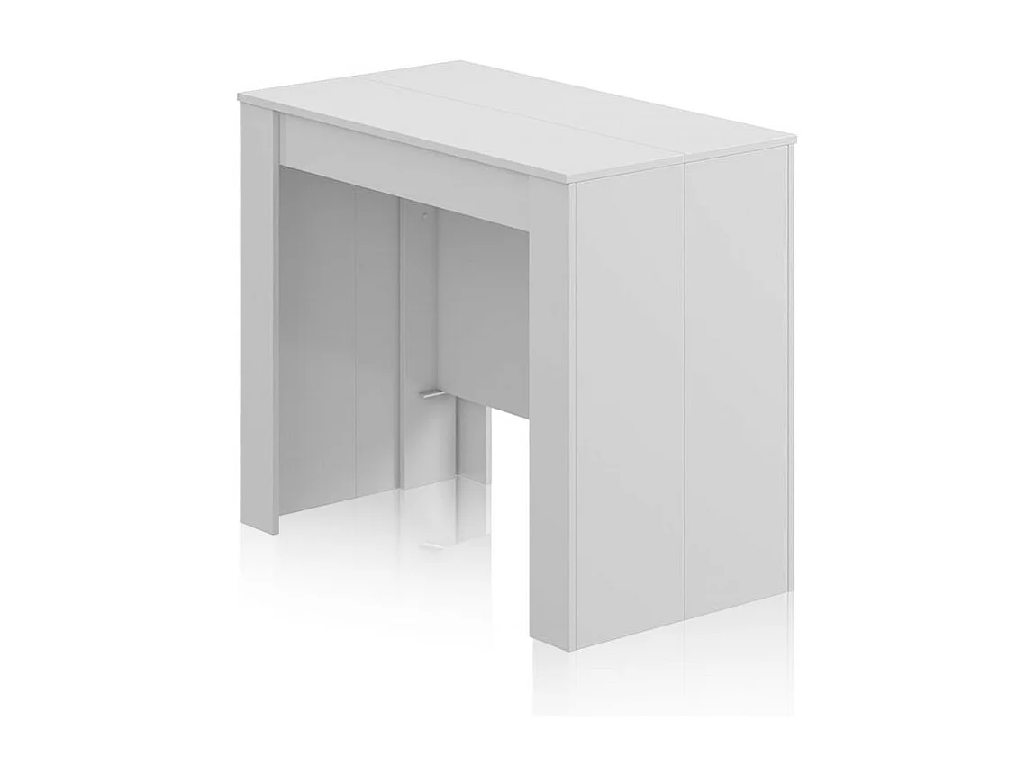 Mesa de consola extensível Denis em branco brilhante 50-235 cm