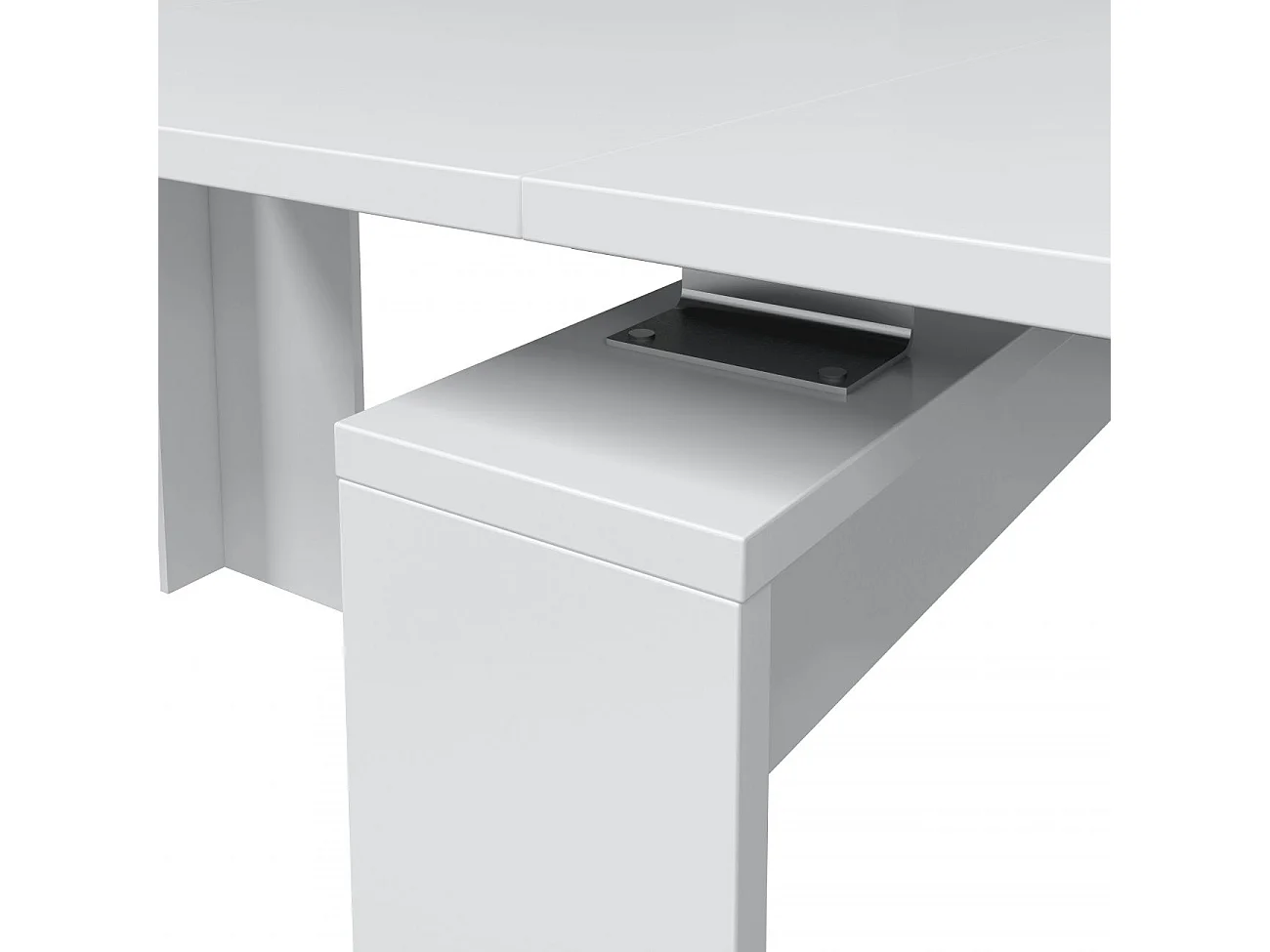 Mesa de consola extensível Denis em branco brilhante 50-235 cm