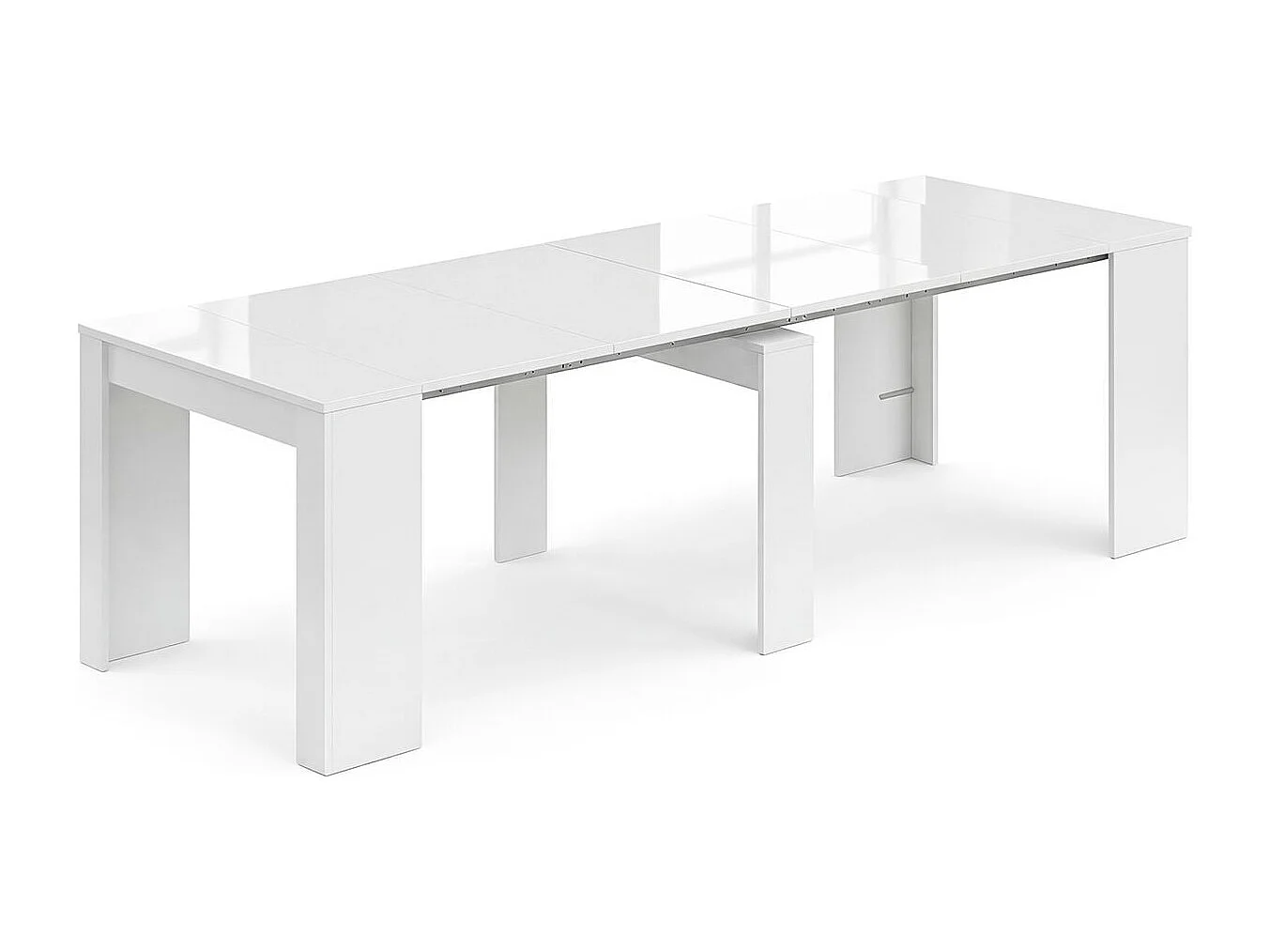 Mesa de consola extensível Denis em branco brilhante 50-235 cm Branco