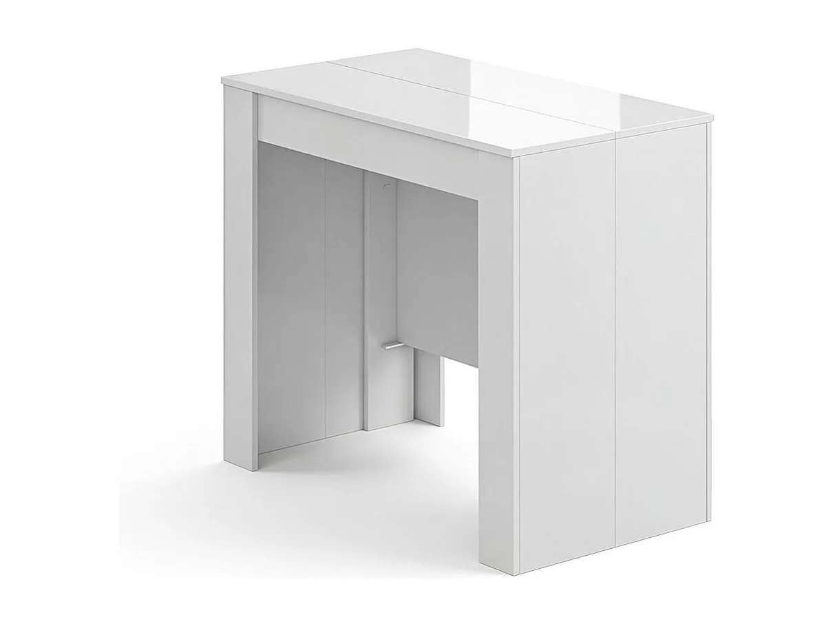 Mesa de consola extensível Denis em branco brilhante 50-235 cm Branco