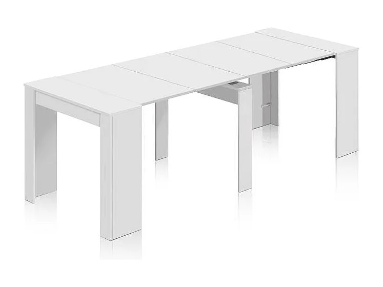 Mesa consola extensible Denis en blanco brillo 50-235 cm Blanco